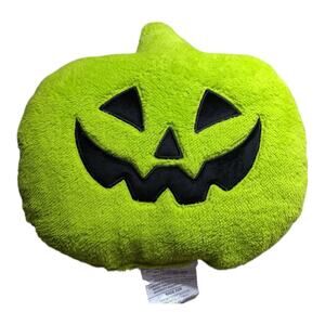Pumpkin Shaped Shearling Halloween Pillow Target Hyde & EEK 16” x 14.5” New Gree